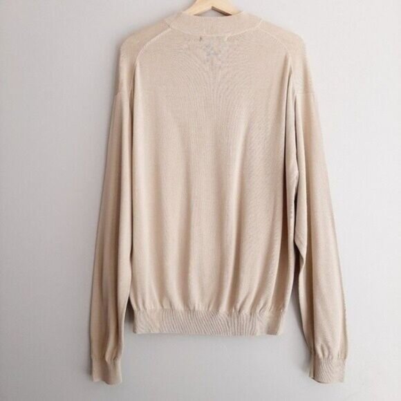 BARACUTA Silk Cotton Blend Fine Knit Sweater Pullover Top Sz L - Picture 6 of 9